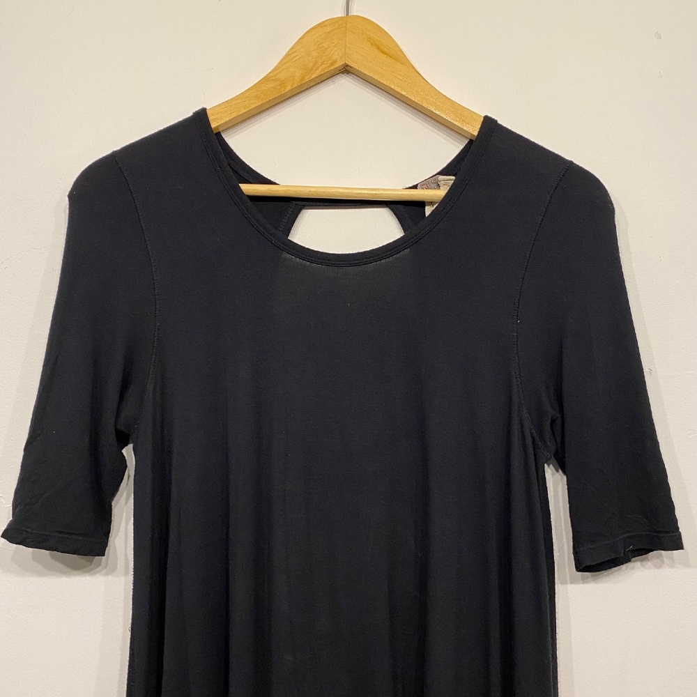 Free People We The Free Black Swingy Boho Short Sleeve Tunic Top Size Small - Picture 4 of 4